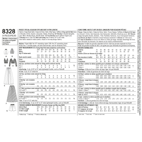 Pidulikud topid ja seelikud, Simplicity Pattern #8328 