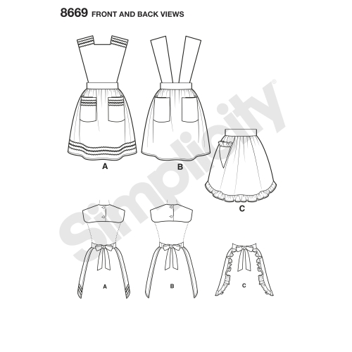 Naiste vintage põlled, suurused: A (S-M-L), Simplicity Pattern #8669 