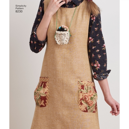 Naiste Dottie Angel ümberpööratav põll-kleit ja keep, suurused: A (XS-S-M-L-XL), Simplicity Pattern #8230 