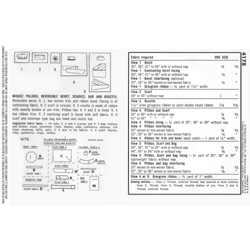 Naiste Vintage 60`ndate aksessuaarid Size: OS (ONE SIZE) Simplicity Pattern #4178 