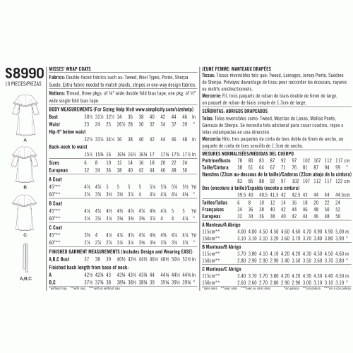 Naiste hõlmikmantlid, Simplicity Pattern #S8990 