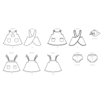 Väikelaste kleit, püksikud ja müts, suurused: A (XS-S-M-L-XL), Simplicity Pattern #S9152 