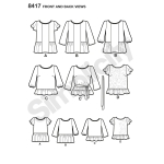 Naiste pullover topid käise ja kanga variatsioonidega, Simplicity Pattern #8417 