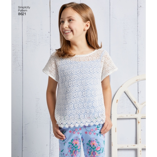 Laste ja tüdrukute kleit, top, püksid ja särgik, suurused: HH (3-4-5-6), Simplicity Pattern # 8621 