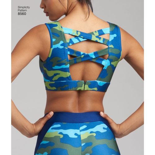 Naiste trikoo-spordirinnahoidjad, suurused: A (30A-44G), Simplicity Pattern # 8560 