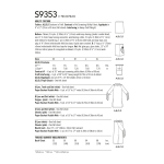Simplicity lõiked S9353 Täiskasvanute kostüüm, BB (XS-S-M-L-XL)  