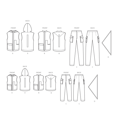 Poiste ja meeste kostüümid, suurused: S - L / XS - XL, Simplicity Pattern #S8975 