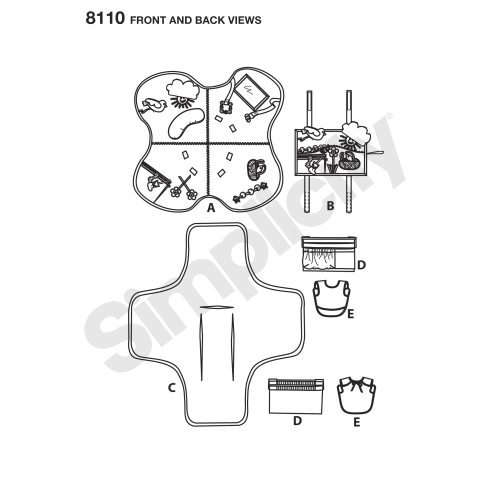 Väikelaste mängumatid, lastevankri aksessuaarid, ja pudipõlled, Simplicity Pattern #8110 
