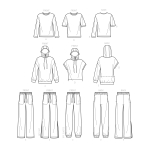 Швейные выкройки Simplicity S9394 Boys` and Girls` Oversized Knit Hoodies, Pants and Tops, A (XS-S-M-L-XL) 