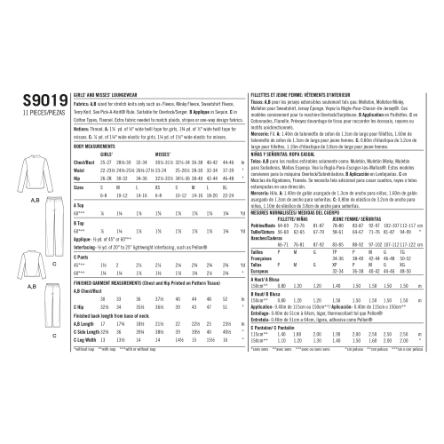 Tüdrukute ja naiste kodune riietus, suurused: A (S - L / XS - XL), Simplicity Pattern #S9019 