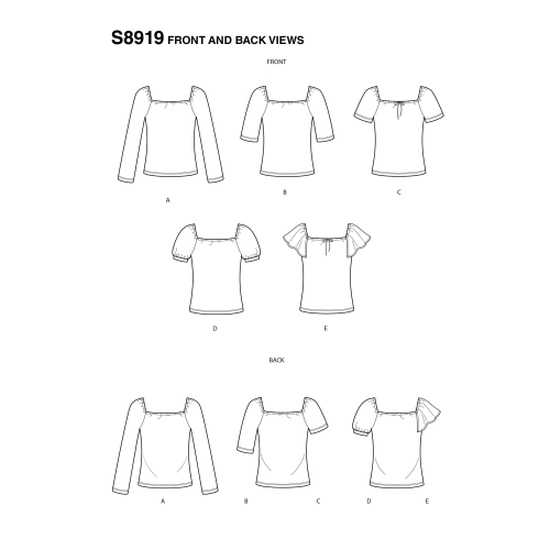Naiste trikoo-topid, suurused: XXS-XS-S-M-L-XL-XXL, Simplicity Pattern #S8919 