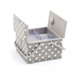 Tilaava tarvikelokero Grey Linen Polka, (d/w/h): 25 x 25 x 17 cm, Hobby Gift MRLTLE.268 