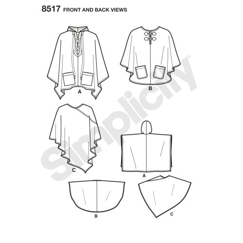Komplekt pontšosid naistele, suurused: A (XS-S-M-L-XL), Simplicity Pattern # 8517 