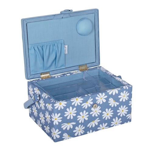 Tarvikelokero brodeerauksella, Denim Daisies 18.5 x 25.5 x 14.5cm, Hobby Gift MRME.649 