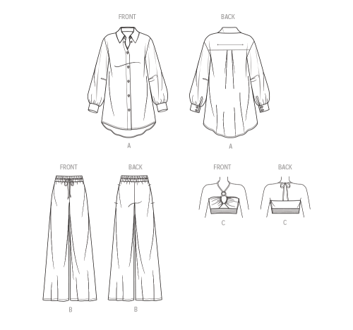 Simplicity lõikekomplekt S9756 MISSES` AND WOMEN`S SHIRT, PANTS AND HALTER TOP FOR AMERICAN SEWING GUILD, SS9756 