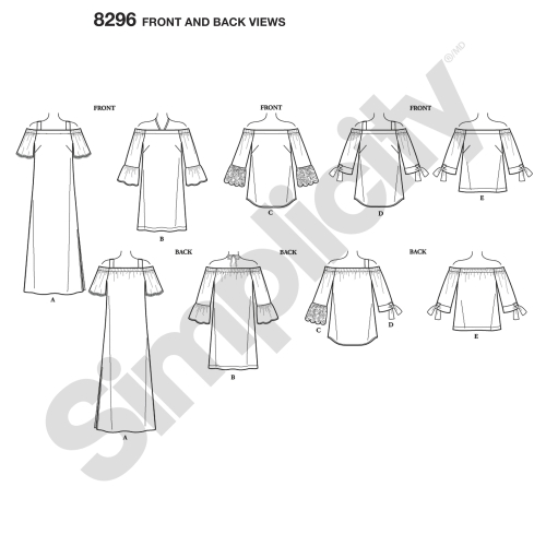 Naiste kleit ja topid, Simplicity Pattern #8296 