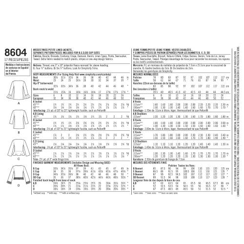 Naiste ja väikesekasvuliste Petite-naiste jakk, Simplicity Pattern #8604 