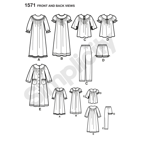Laste ja tüdrukute salongiriietus, Simplicity Pattern #1571 