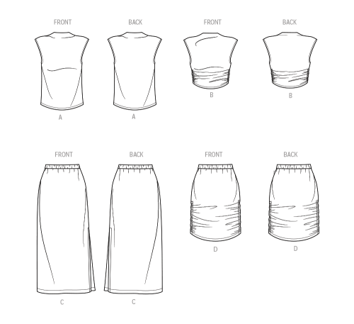 Simplicity lõikekomplekt S9757 MISSES` KNIT TOP AND SKIRT IN TWO LENGTHS, SS9757A 
