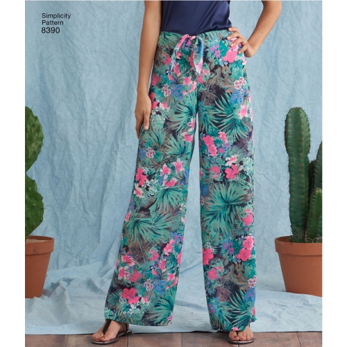 Girl`s and Women’s Tie Front One Piece Trousers, Sizes: A (S - L / XS - XL), Simplicity Pattern #8390 