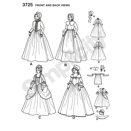 Laste ja tüdrukute kostüümid, Simplicity Pattern #3725 
