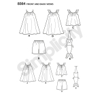 Laste kleit, topp, shortsid ja kott, suurused: A (3-4-5-6-7-8), Simplicity Pattern #8564 