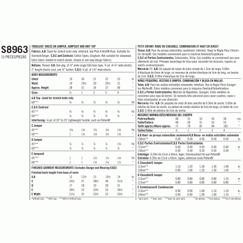 Mudilaste riietus, suurused: 1/2-1-2-3-4, Simplicity Pattern #S8963 