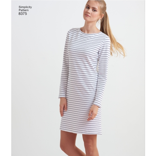 Naiste trikookleit, topp mitmesuguste lõigetega disainihäkiks, suurused: A (XXS-XS-S-M-L-XL-XXL), Simplicity Pattern #8375 