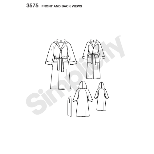 Naiste, meeste ja laste hommikumantlid,, Simplicity Pattern #3575 