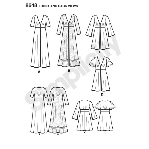Naiste kittel kahes pikkuses, Simplicity Pattern #8648 