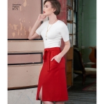 Women`s Slim and Flared Skirts, Cropped Trouser, and Tie Belt, Simplicity Pattern #8175 