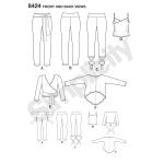 Naiste trikooretuusid kahes pikkuses ja kolm topivarianti, suurused: A (XXS-XS-S-M-L-XL-XXL), Simplicity Pattern # 8424 