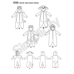 Toddlers` Animal Costumes, Sizes: A (1/2-1-2-3-4), Simplicity Pattern #1032 