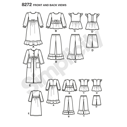 Laste ja tüdrukute magamisriietus ja hommikumantel, Simplicity Pattern #8272 