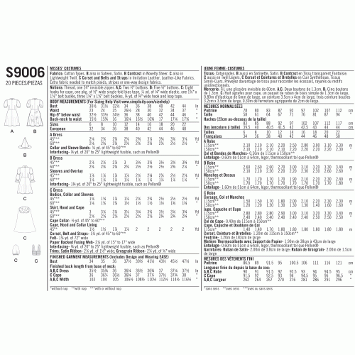 Naiste kostüümid, fantaasiariietus, Simplicity Pattern #S9006 