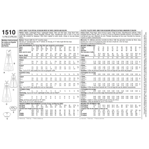 Tüdrukute ja pluss-mõõdus tüdrukute eriliste sündmuste kleit, Simplicity Pattern #1510 