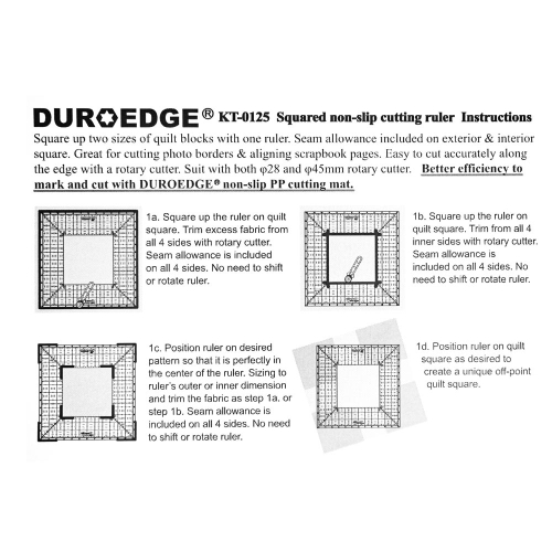 Šabloon-joonlaud ruutude lõikamiseks, Transparent Square Maker Ruler, Duroedge KT-0125 