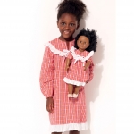 Girls` and 46cm (18`) Doll Ruffled, Notch-Neck Top, Dress and Pants, Kwik Sew K0227 