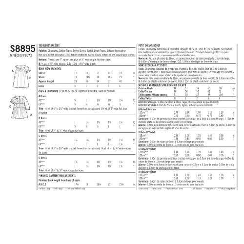 Mudilaste kleidid, suurused: A (1/2-1-2-3-4), Simplicity Pattern #S8895 