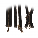 Open end two-way metal Zippers, Metal zip fasteners, 2 sliders, 55cm, member width: 6mm 