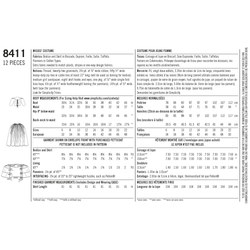Naiste 18. sajandi kostüüm, Simplicity Pattern # 8411 