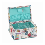 Fabric Covered Sewing Basket Sew Retro 17.8 x 24.5 x 14.5cm, Hobby Gift HGMP.594 