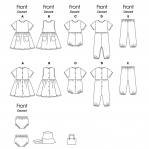 Выкройка: Beebide` Dress, Jumper, Romper, Jumpsuit, Panties, Hat and Bag, Butterick B5624 