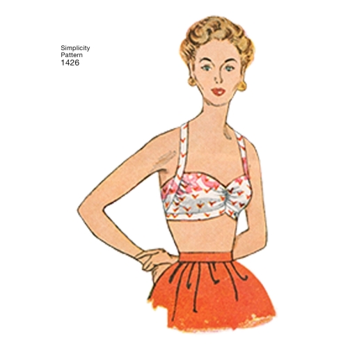 Naiste vintage 1950`ndate Bra topid, Simplicity Pattern #1426 