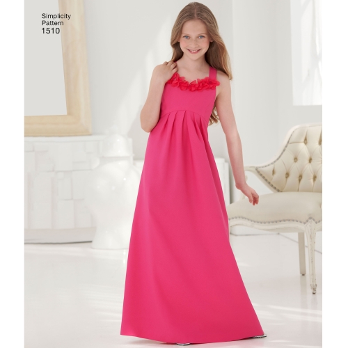 Tüdrukute ja pluss-mõõdus tüdrukute eriliste sündmuste kleit, Simplicity Pattern #1510 