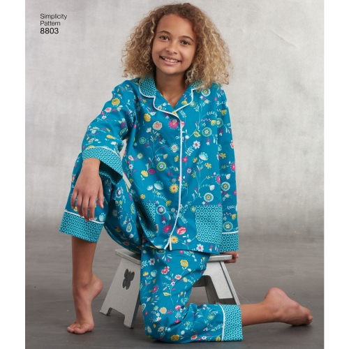 Tüdrukute ja Neidude salongipükste ja särgi komplekt, suurused: A (S - L / XS - XL), Simplicity Pattern # 8803 