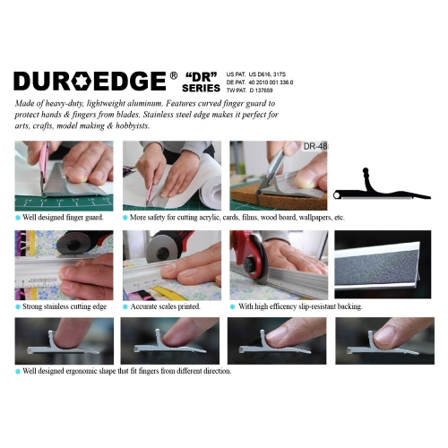 Металлическая линейка, безопасная, дюмы, 42 inch (106 см), Duroedge, CR-425 