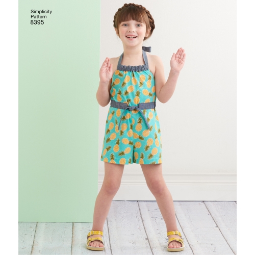 Laste ja tüdrukute päitsekleit või -riie kahes pikkuses, Simplicity Pattern # 8395 