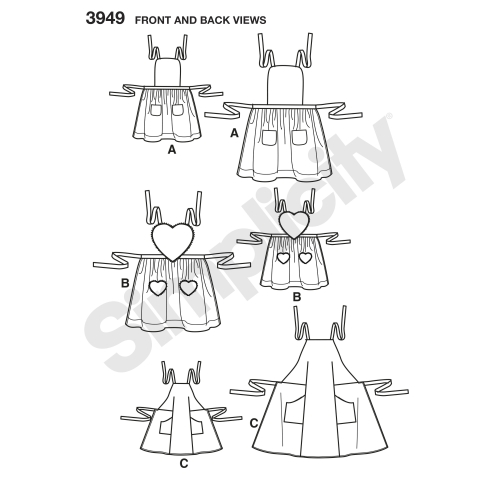 Põlled, suurused: A (S-M-L / S-M-L), Simplicity Pattern #3949 