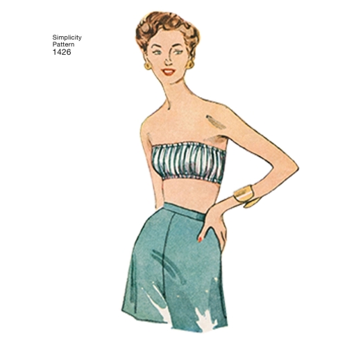 Naiste vintage 1950`ndate Bra topid, Simplicity Pattern #1426 